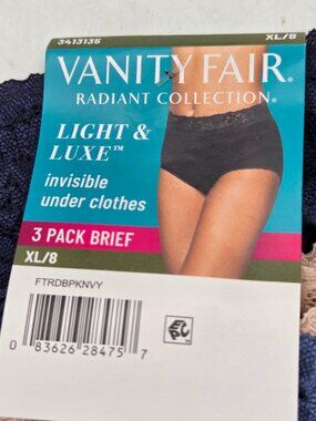 NWT Womens Vanity Fair Radiant Collection 3 Pack Light & Luxe Panties Size XL 8